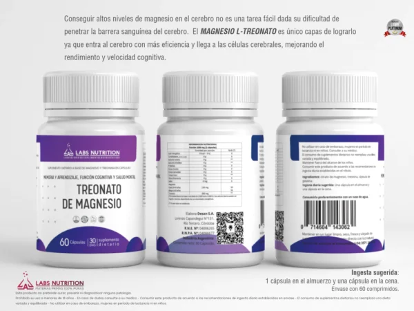 Treonato de Magnesio - 60 Capsulas - Imagen 3